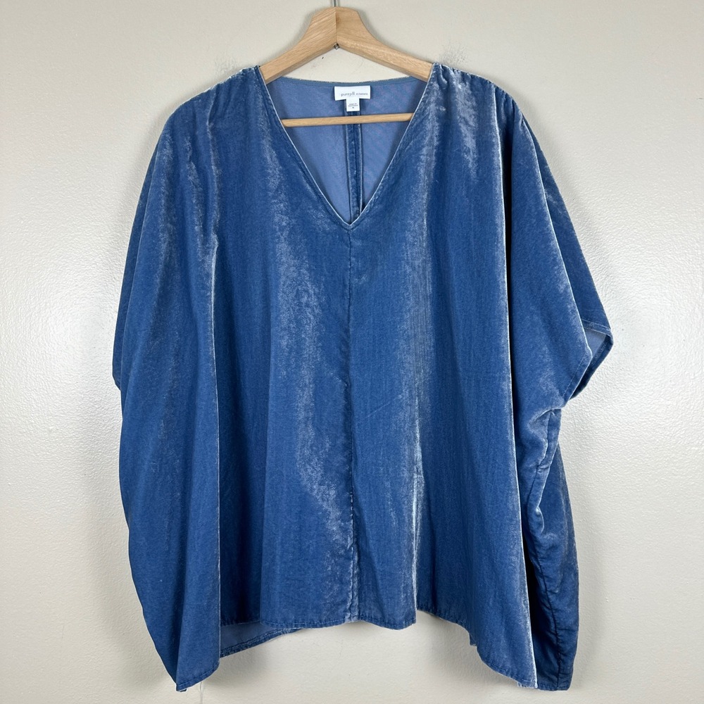 Pure Jill Elements Women's Mā Top Blue Velvet V-Neck Oversized